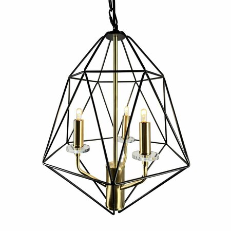 EQLIGHT Amaite 3-Light Black and Gold Geometric Chandelier EQ21-CH-3GB19